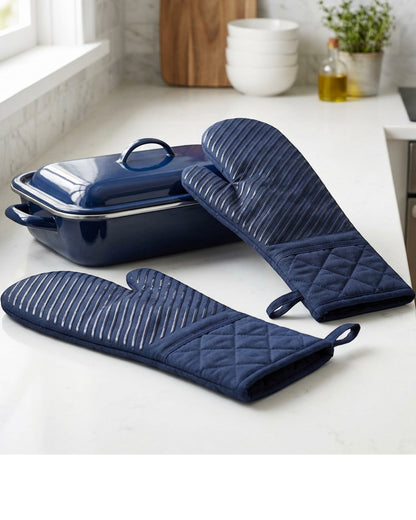 Nexox Quilted Cotton Oven Mitt Pair 33 cm Navy - Lifestyle view