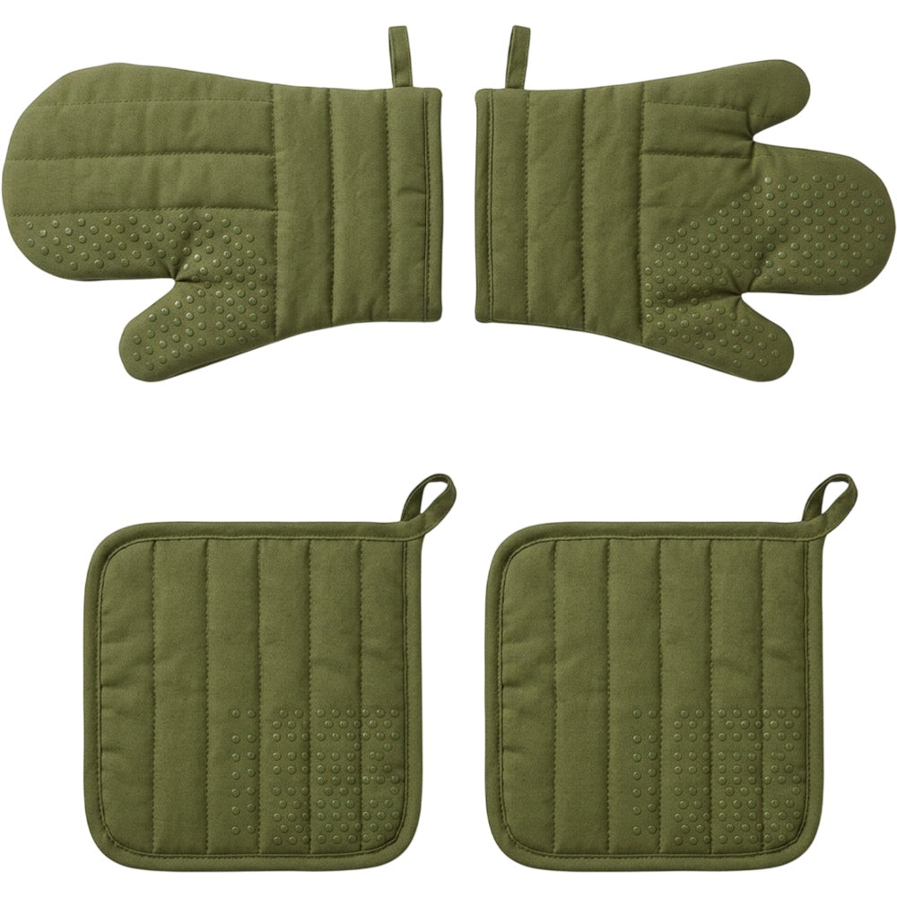 Nexox Oven Mitt and Pot Holder Set of 4 Olive Green - Product view