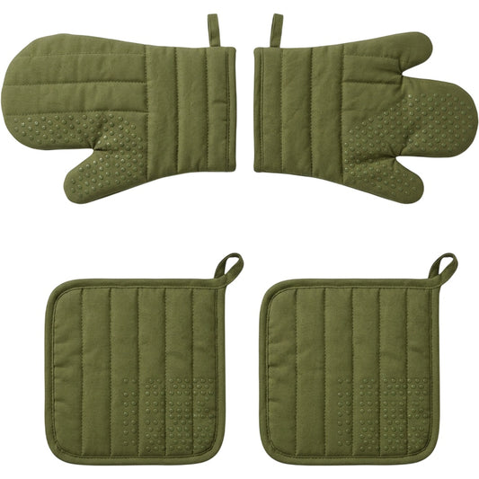 Nexox Oven Mitt and Pot Holder Set of 4 Olive Green - Product view