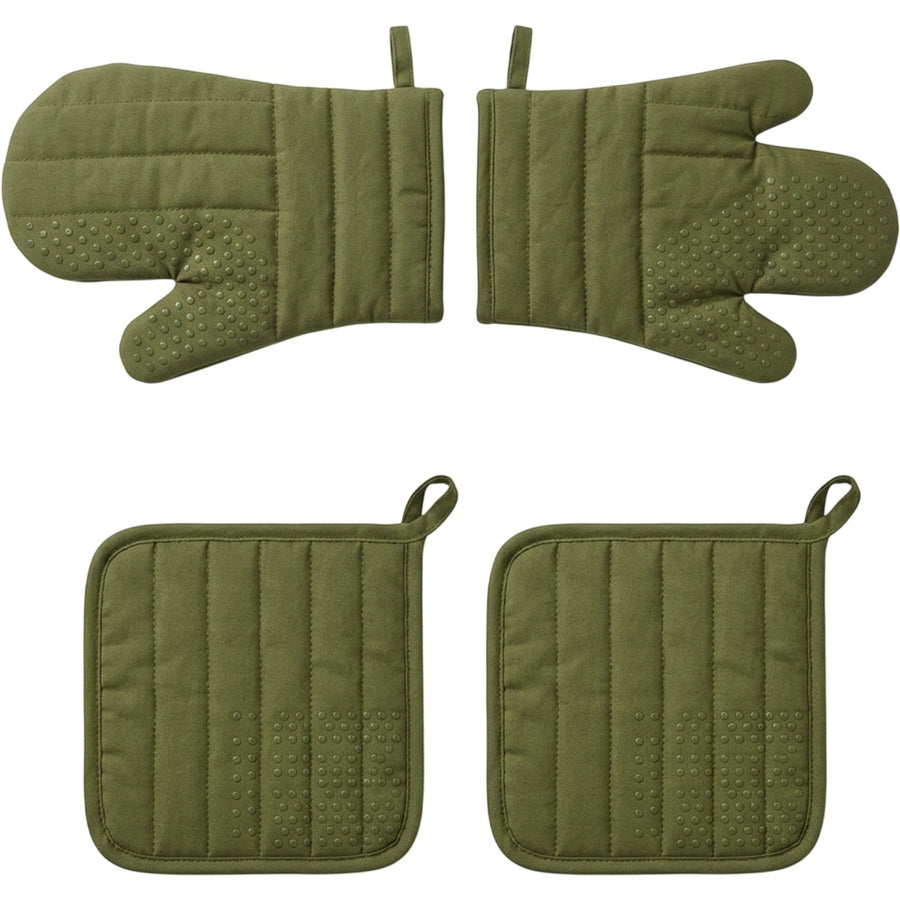 Nexox Oven Mitt and Pot Holder Set of 4 Olive Green